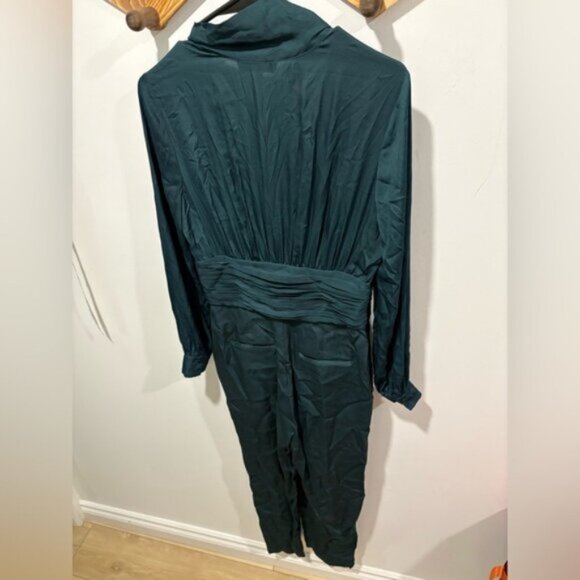 Reiss Kinley Plunge Tie Detail Green Jumpsuit - Picture 10 of 15